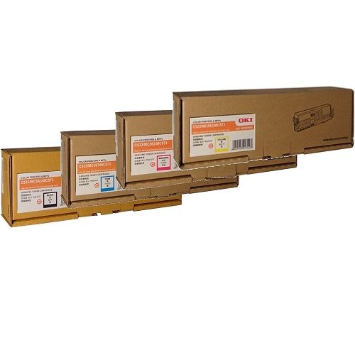 4 Pack Oki 46490609-12 Genuine Toner Cartridges