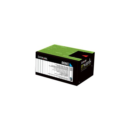 Lexmark 808 Cyan Genuine Toner Cartridge (80C80C0)