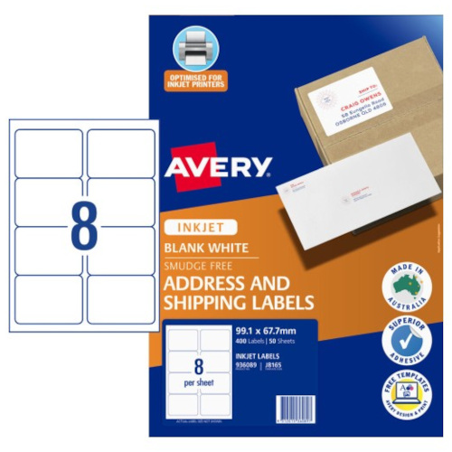 Avery Shipping Labels - 99.1 x 67.7 mm 8UP - 400 Labels - 50 Sheets