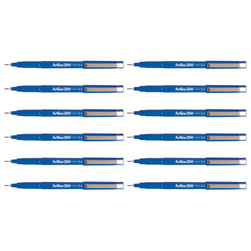 Artline 200 Fineliner Pen 0.4 mm Blue, Box of 12 Artline 200 Fineliner Pen 0.4 mm Blue, Box of 12