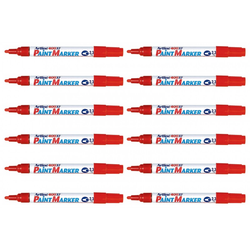 Artline 400 Paint Marker 2.3 mm Bullet Tip Red, Box of 12 Artline 400 Paint Marker 2.3 mm Bullet Tip Red, Box of 12