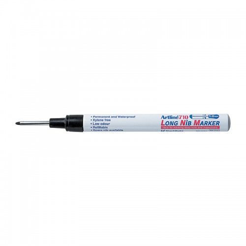 Artline 710 Long Nib Permanent Marker 1mm Black - Box of 12