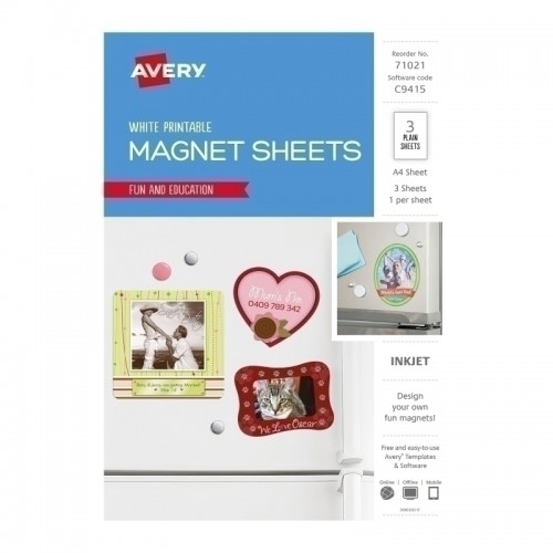 Avery Fridge Magnet - 210 x 297 mm 1UP - 3 Labels - 3 Sheets