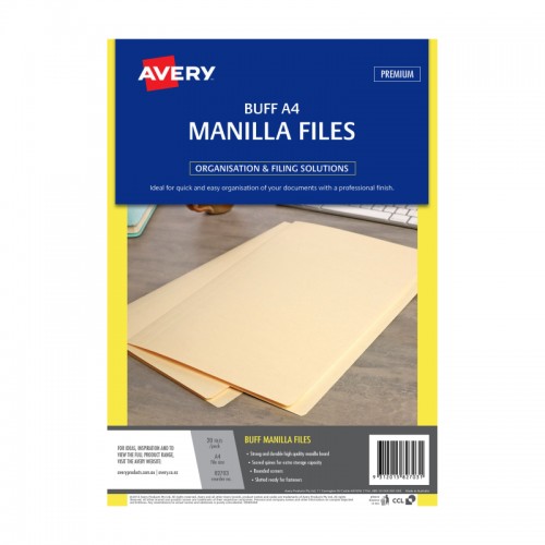 Avery A4 Manilla Folders Buff  - Pack of 20