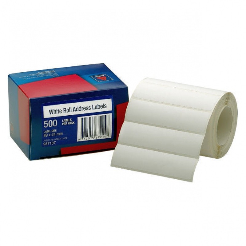 Avery White Roll Address Labels 89 x 24 mm, 500 Labels Avery White Roll Address Labels 89 x 24 mm, 500 Labels