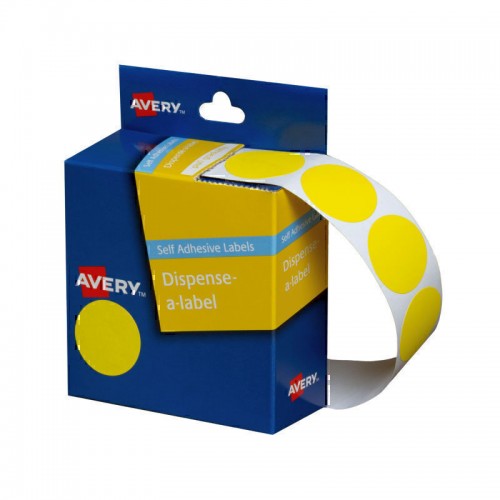 Avery Yellow Dispenser Dot Stickers - 24 mm - 500 Labels - 1 Roll
