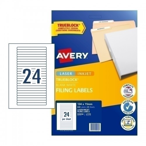 Avery Filing Label L7170 24UP White - Pack of 25