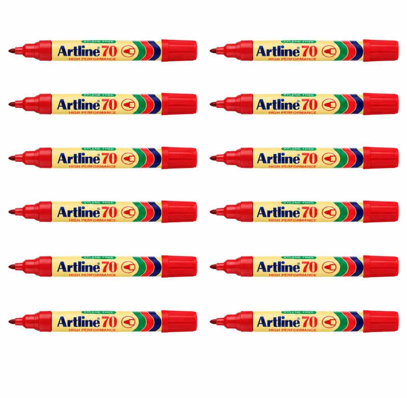Artline 70 Permanent Marker 1.5 mm Bullet Nib Red, Box of 12 Artline 70 Permanent Marker 1.5 mm Bullet Nib Red, Box of 12