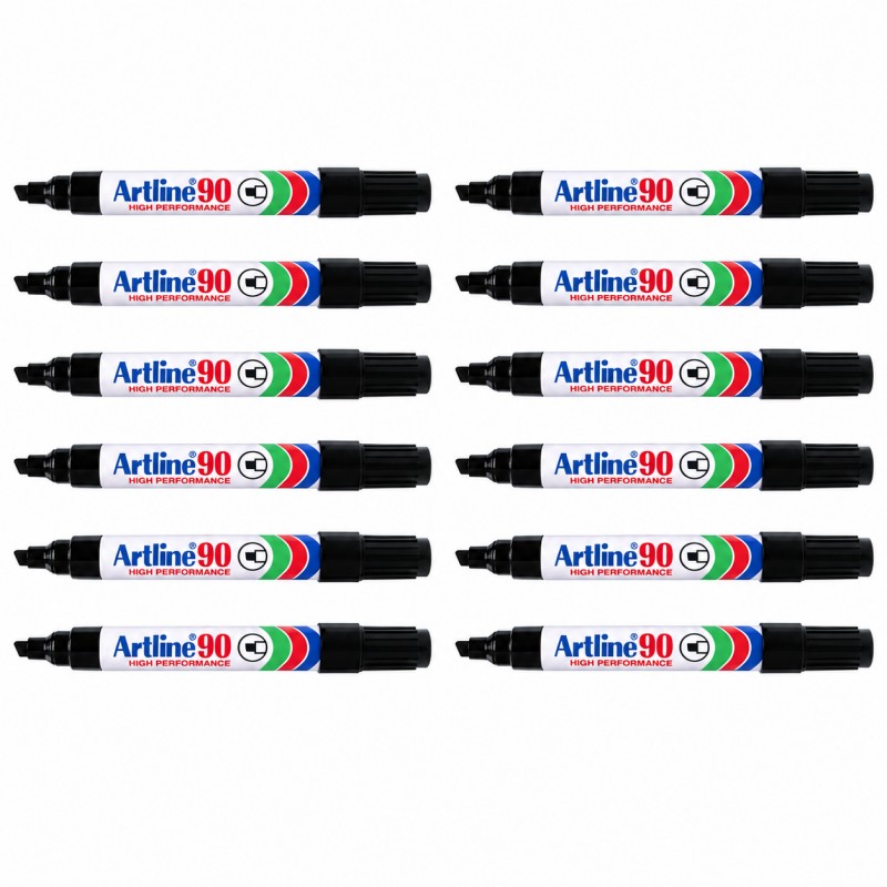 Artline 90 Chisel Permanent Marker 2 - 5 mm Black, Box of 12 Artline 90 Chisel Permanent Marker 2 - 5 mm Black, Box of 12