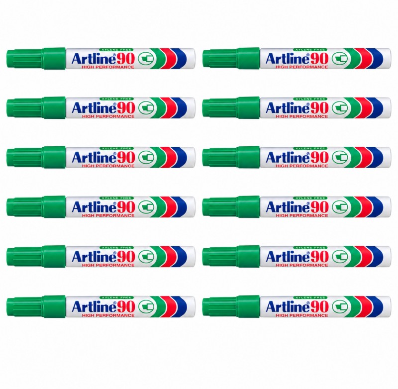 Artline 90 Chisel Tip Permanent Markers Green, Box of 12 Artline 90 Chisel Tip Permanent Markers Green, Box of 12