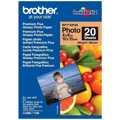 Brother BP71GP20 4x6 inch Premium Plus Glossy Photo Paper