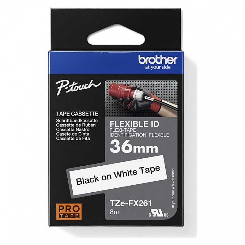 Brother TZe-FX261 Black on White Flexible ID Laminated Label Tape 36 mm x 8 m Brother TZe-FX261 Black on White Flexible ID Laminated Label Tape 36 mm x 8 m
