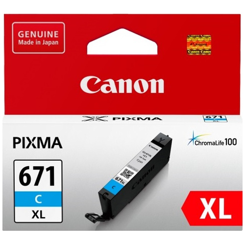 Canon CLI-671XLC Cyan High Yield Genuine Ink Cartridge