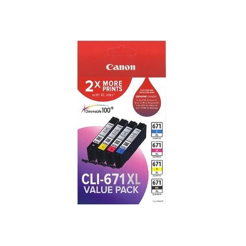 Canon CLI-671XL 4 Pack Value Pack (Genuine)