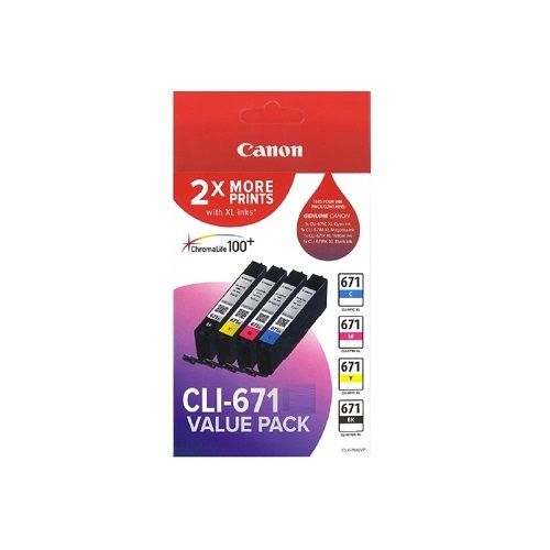 4 Pack Canon CLI-671 Genuine Ink Cartridges