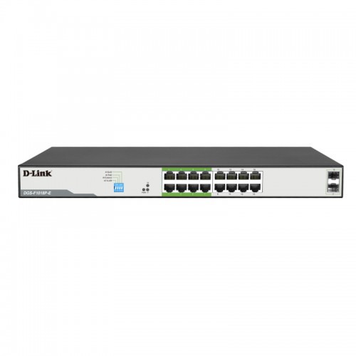 D-Link 18-Port Gigabit PoE Switch with 16 PoE+ Ports and 2 SFP Uplinks