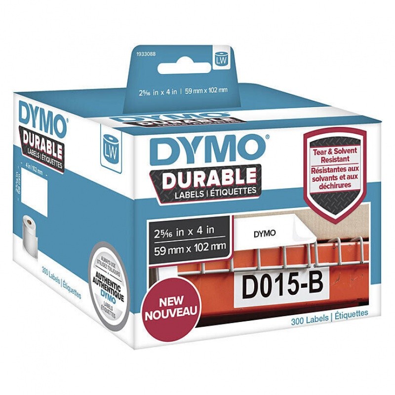 DYMO 1933088 Black on White Durable LabelWriter Labels 59 x 102 mm, 300 Labels DYMO 1933088 Black on White Durable LabelWriter Labels 59 x 102 mm, 300 Labels