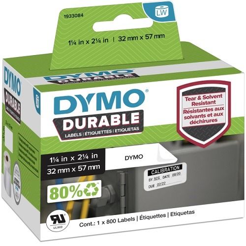 DYMO 1933084 Black on White Durable LabelWriter Label Roll - 57mm x 32mm, 800 Labels