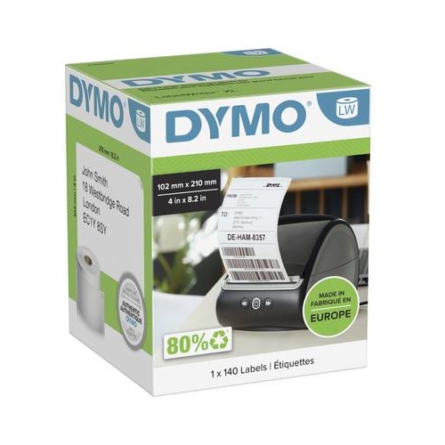 Dymo 2166659 White Extra Large DHL Shipping LabelWriter Label Roll - 102mm x 210mm, 140 Labels per Roll, 1 Roll