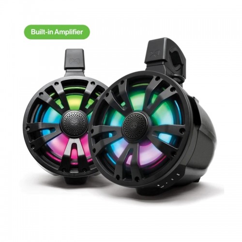EcoXgear ETA08 2-Pack Black 8 Inch Marine Amplified Speakers