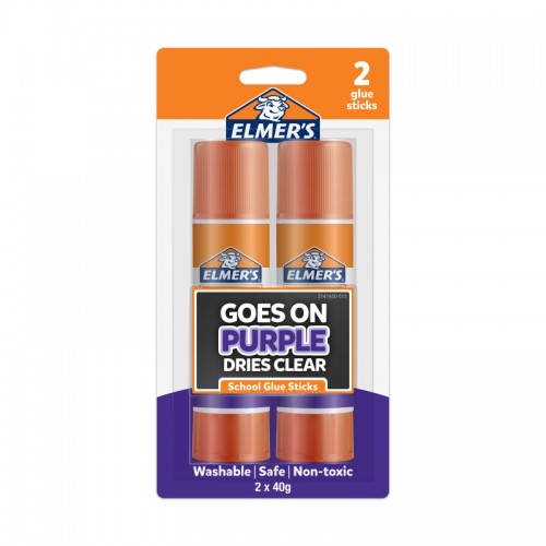 Elmer's Glue Stick 40g Purple - Pack of 2 - Box of 6