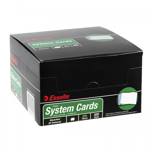 Esselte System Cards 127 x 76mm (5 x 3in) Assorted Colours - Pack of 5