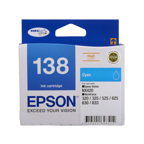 Epson 138 Cyan High Yield Genuine Ink Cartridge (C13T138292)