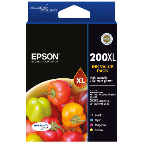 4 Pack Epson 200XL Genuine Ink Cartridges (C13T201692)