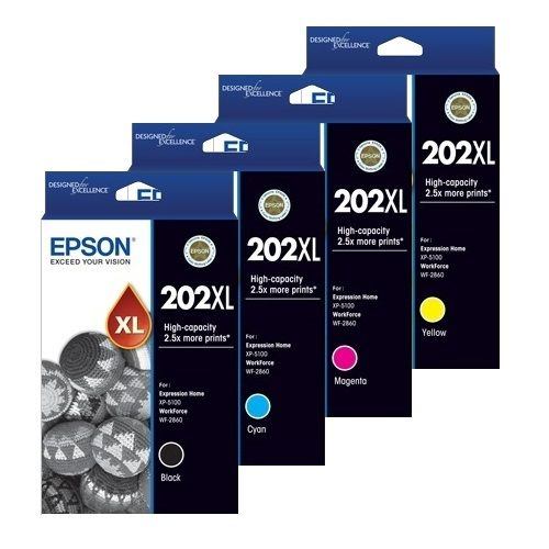 4 Pack Epson 202XL Genuine Ink Cartridges (C13T02P192-492)