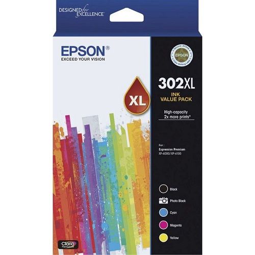 5 Pack Epson 302XL Genuine Ink Cartridges