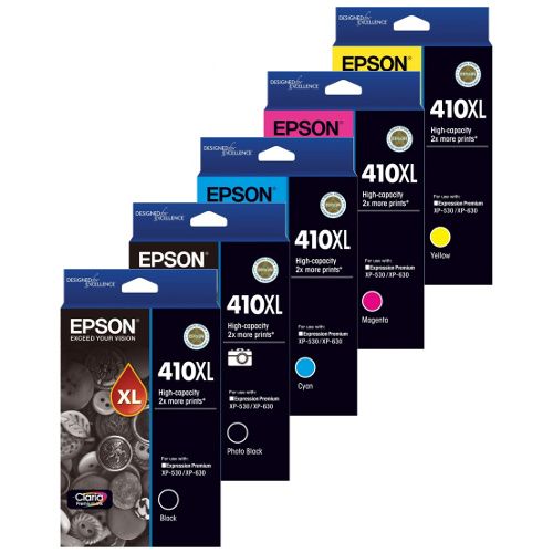 5 Pack Epson 410XL Genuine Ink Cartridges