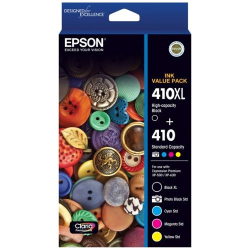 5 Pack Epson 410 Genuine Ink Cartridges