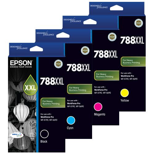 4 Pack Epson 788XXL Genuine Ink Cartridges (C13T788192-492)