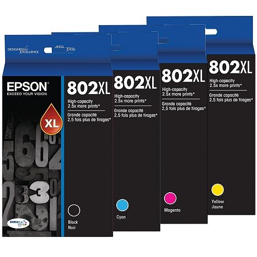 4 Pack Epson 802XL Genuine Ink Cartridges