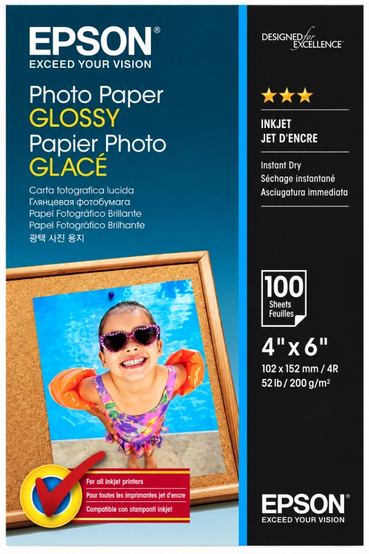 Epson 4 x 6 inch Glossy Photo Paper 100 Sheets Epson 4 x 6 inch Glossy Photo Paper 100 Sheets
