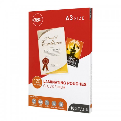 GBC A3 125mic Laminating Pouches - Pack of 100 GBC A3 125mic Laminating Pouches - Pack of 100