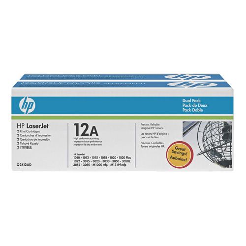 2 Pack HP 12A Genuine Toner Cartridges (Q2612A)