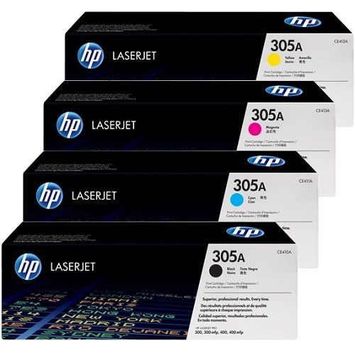 4 Pack HP 305A Genuine Toner Cartridges (CE410A-3A)