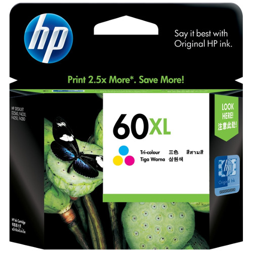 HP 60XL Colour High Yield Genuine Ink Cartridge (CC644WA)