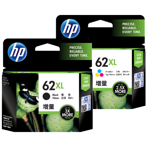 2 Pack HP 62XL Genuine Ink Cartridges (C2P05AA/C2P07AA)