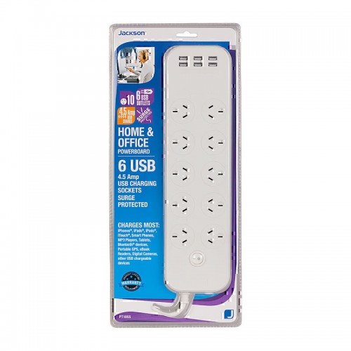 Jackson 10 Way 6 USB Powerboard 1m