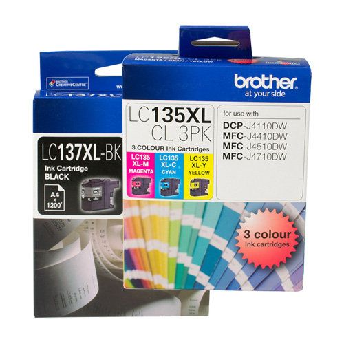 4 Pack Brother LC137XL/LC135XL Genuine Ink Cartridges