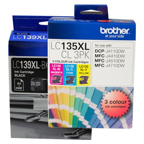 4 Pack Brother LC139XL/LC135XL Genuine Ink Cartridges
