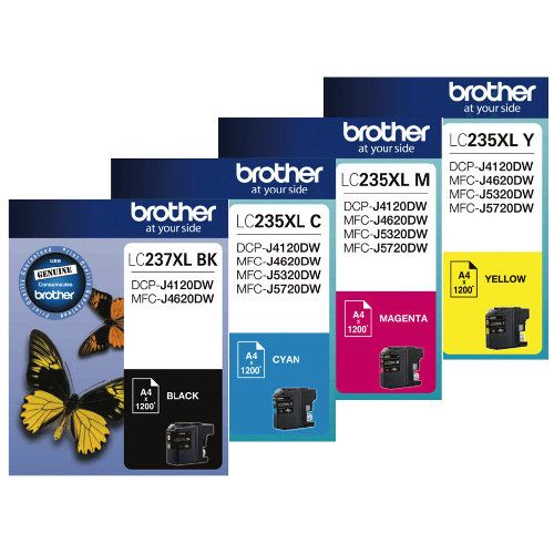 4 Pack Brother LC237XL/LC235XL Genuine Ink Cartridges