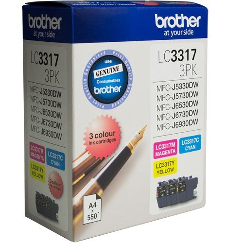 3 Pack Brother LC3317 Genuine Ink Cartridges