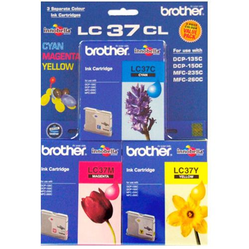 3 Pack Brother LC37CL Genuine Ink Cartridge Value Pack