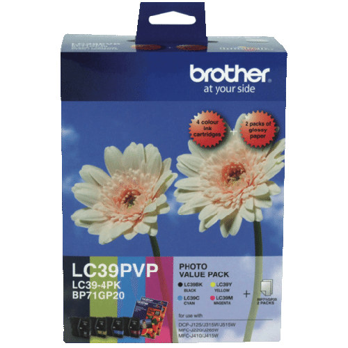 4 Pack Brother LC39PVP Genuine Ink Cartridges