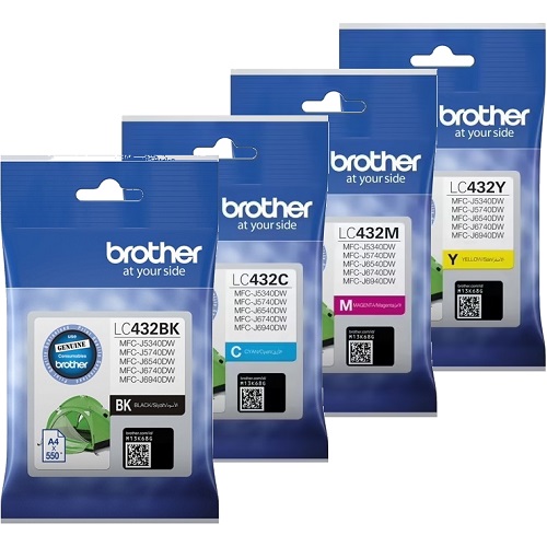 4 Pack Brother LC432 Genuine Ink Cartridges