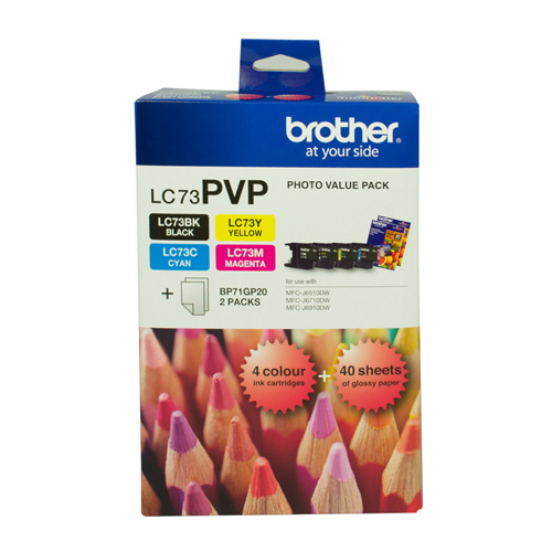 4 Pack Brother LC73PVP Genuine Ink Cartridges