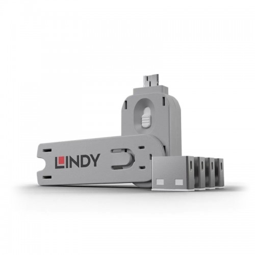 Lindy USB-A Port Blocker - 4 Pack + Key - White